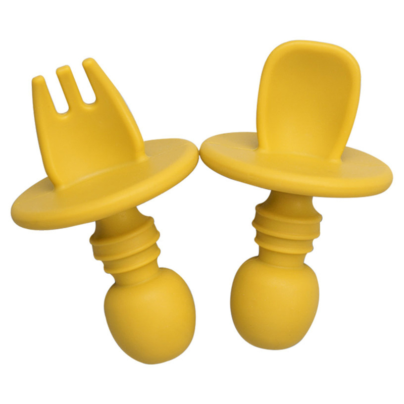 BAP Free Food Grade Infant Mini Silicone Tableware Set Baby Soft Kitchen Accession Fork Spoon Kids Portable Soild Color TeaSpoo 220512