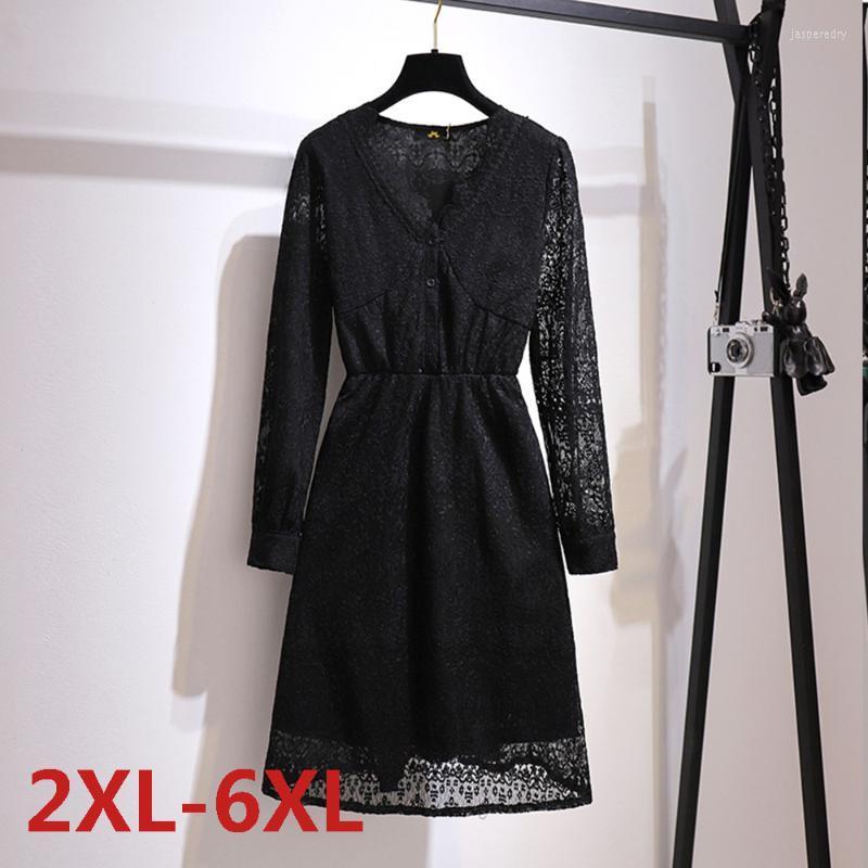 Plus Size Dresses Women Elegant Lace Mid-Calf Sundress Spring Long Sleeve Casual Party Dress 2022 Fashion Solid Vestidos Robe Femme Jasp22, A0408-black
Plus Size Dresses Women Elegant Lace Mid-Calf Sundress Spring Long Sleeve Casual Party Dress 2022 Fashion Solid Vestidos Robe Femme Jasp22, A0408-black