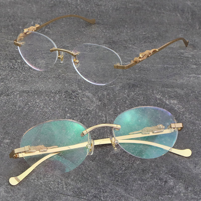 Wholesale Metal Rimless Optical Reading Frames Marbling Eyeglasses 18K Gold Classic Leopard Series Frame Glasses Men Myopic Round Eyewear Male and Female Size:54
Wholesale Metal Rimless Optical Reading Frames Marbling Eyeglasses 18K Gold Classic Leopard Series Frame Glasses Men Myopic Round Eyewear Male and Female Size:54