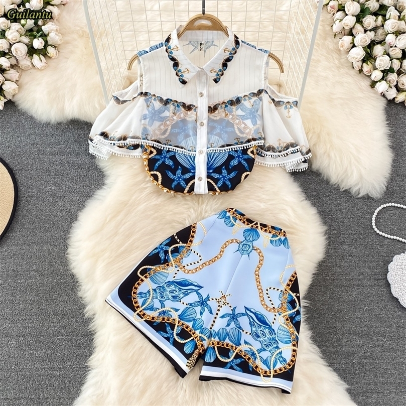 Womens Summer Chiffon Shirts And Shorts Two Piece Set Fashion Print Floral Casual Blouses Top And Short 2 Piece Outfits Women 220527, Blue
Womens Summer Chiffon Shirts And Shorts Two Piece Set Fashion Print Floral Casual Blouses Top And Short 2 Piece Outfits Women 220527, Blue