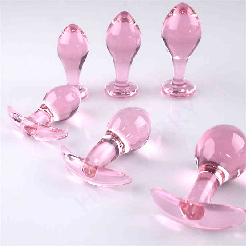 Vibrator Sexy toys Massager 3 Size Pink Glass Anal Plug Toy Backyard Pull Beads for Men and Women Expander 18 Adult Toys Store