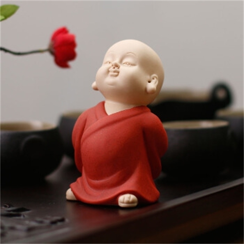 Ceramic buddha statue purple sand small monk colored sand pottery ornaments home decor tea pet buddhism monk bright color T200619
Ceramic buddha statue purple sand small monk colored sand pottery ornaments home decor tea pet buddhism monk bright color T200619