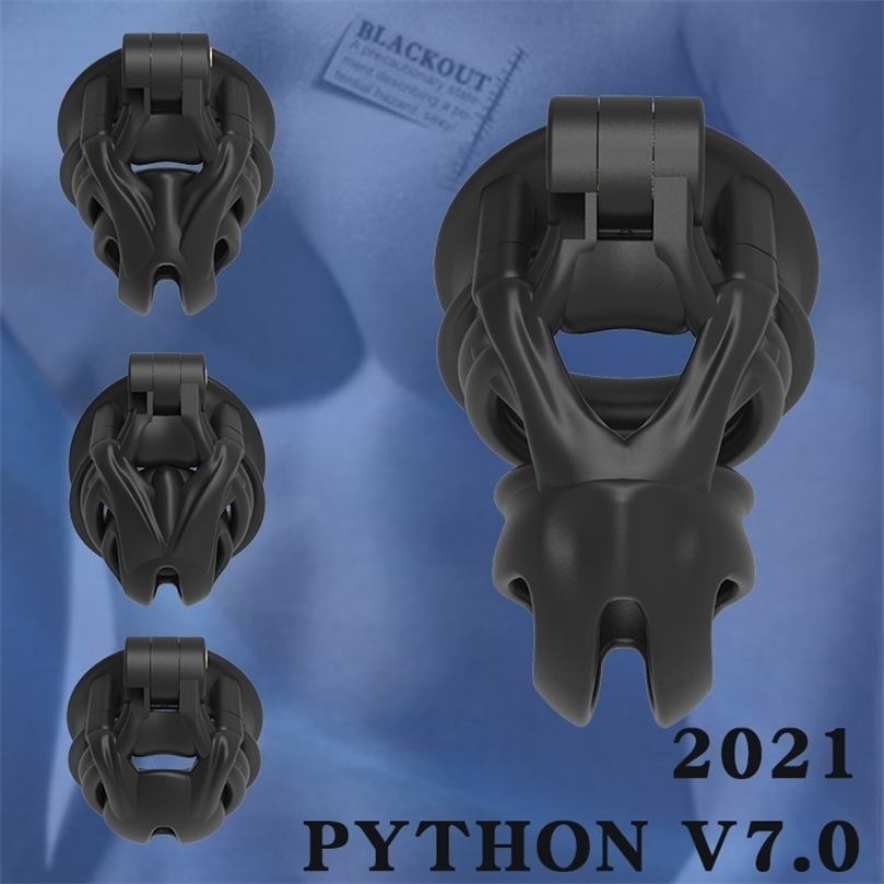 

BLACKOUT Python V70 EVO Cage Mamba Male Chastity Device DoubleArc Cuff Penis Ring 3D Cobra Cock Adult Sex Toys 220520