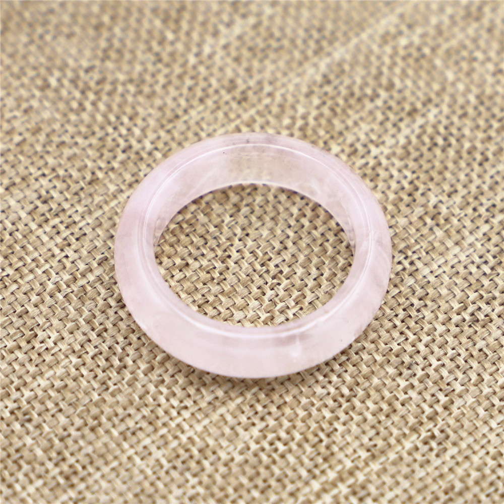 Natural Stone Wide 6mm Rose Quartz Rings Pink Crystal Women Ring Party Wedding