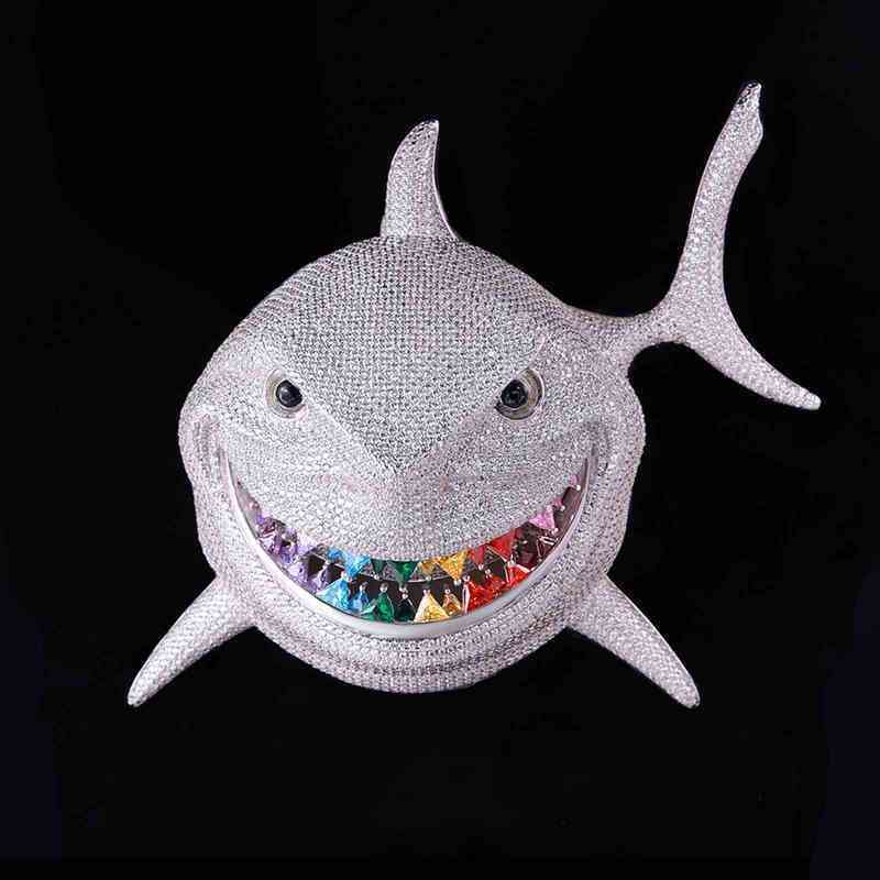 necklace moissanite chain Custom Hip KRKC Hop Jewellery Iced Out Diamond Large Shark Whale Necklace Pendant Jewelry