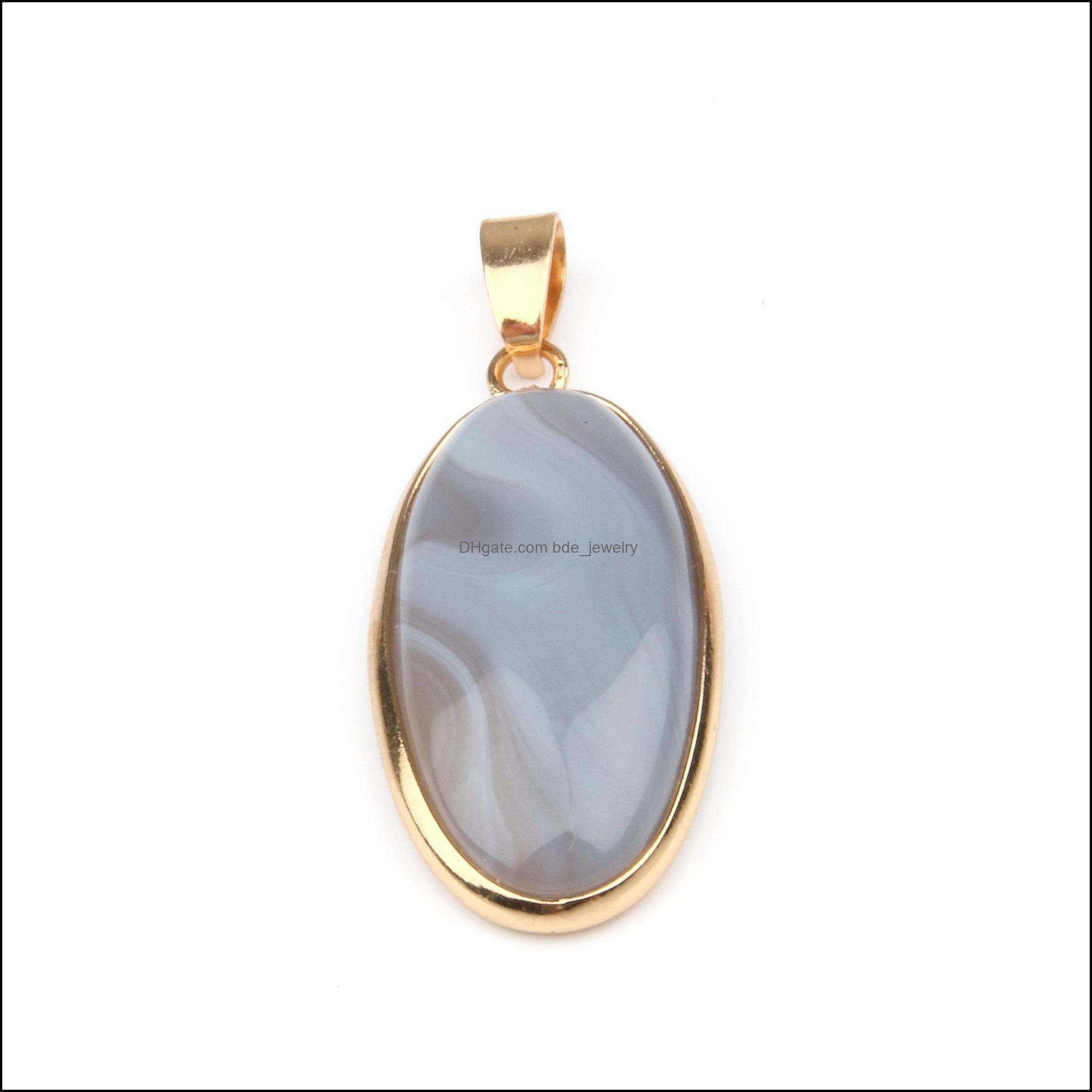 Pendant Necklaces Gold Oval Natural Stone Chakela Seven Chakras Reiki Healing Chakra Rose Quartz Crystal Pendo Charms Fo Dhseller2010 Dha6U