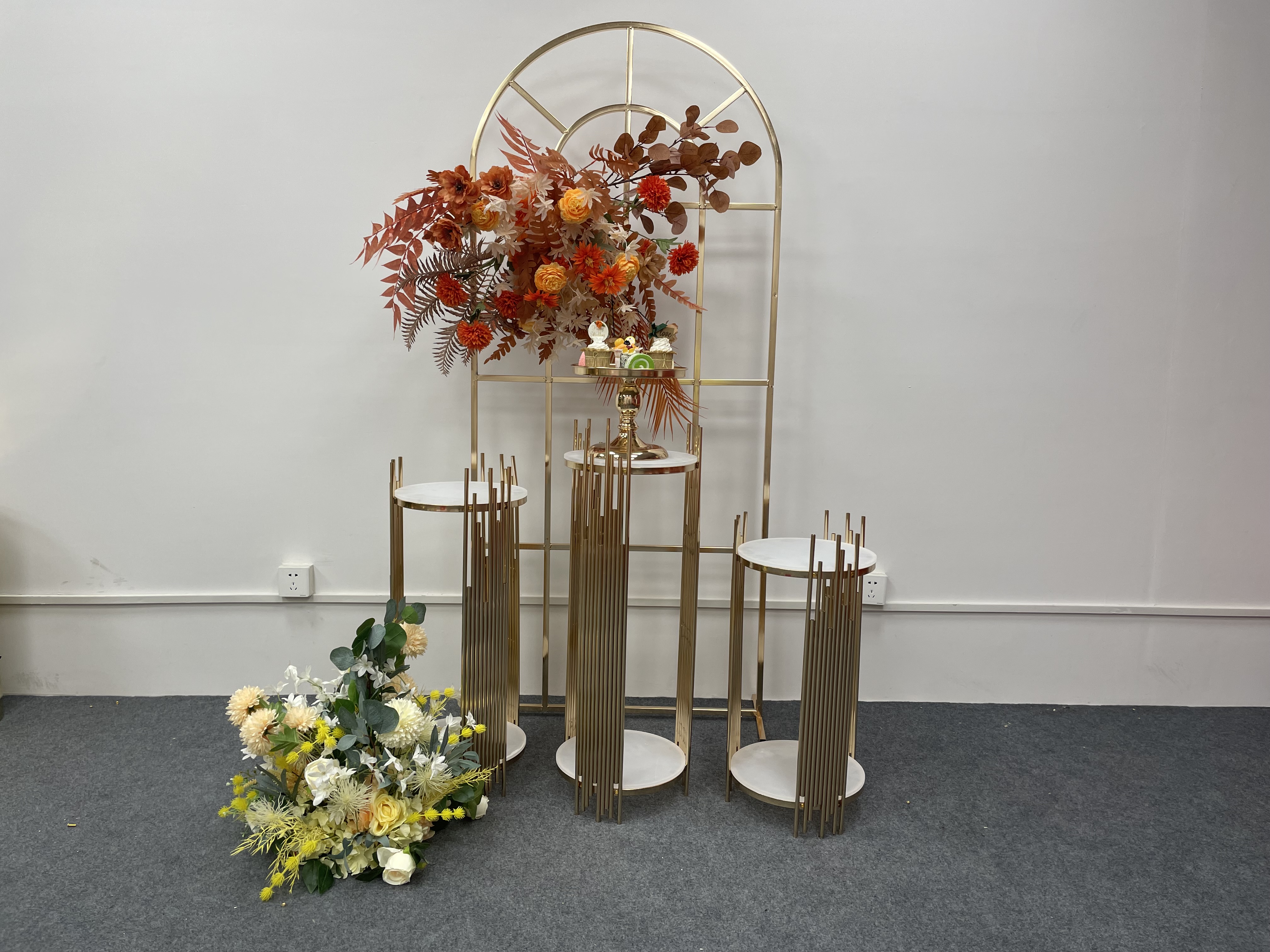 7PCS Outdoor Garden Wedding Decoration Dry Flower Backdrop Arch Home Hotel Dessert Cake Table Baptism Birthday Party Cupcake Candy Cookie Foods Decora