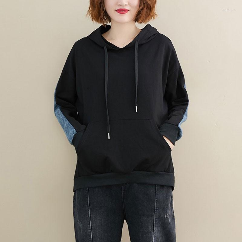 Women's Hoodies & Sweatshirts Oversized Women Casual Hooded Sweatshirt 2022 Autumn Winter Simple Style Patchwork Denim Ladies Pullovers S179, Black
Women's Hoodies & Sweatshirts Oversized Women Casual Hooded Sweatshirt 2022 Autumn Winter Simple Style Patchwork Denim Ladies Pullovers S179, Black