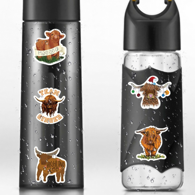 50Pcs/Lot Cute and funny Highland cattle Sticker kyloe Cow Stickers Graffiti Kids Toy Skateboard Phone Laptop Luggage Sticker Decals
