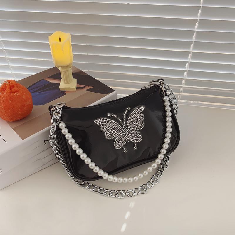 Evening Bags Fashion Women Rhinestone Butterfly Small Shoulder Bag Bright PU Leather Underarm Female Pearl Thick Chain Bolso Mujer, White
Evening Bags Fashion Women Rhinestone Butterfly Small Shoulder Bag Bright PU Leather Underarm Female Pearl Thick Chain Bolso Mujer, White