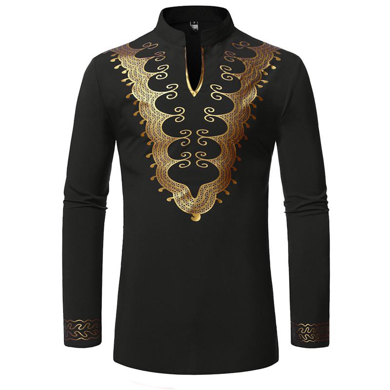Ethnic Clothing Mens African Dashiki Shirt Luxury Metallic Gold Print Mandarin Collar Men Hip Hop Streeetwear Clothes Male Chemise
Ethnic Clothing Mens African Dashiki Shirt Luxury Metallic Gold Print Mandarin Collar Men Hip Hop Streeetwear Clothes Male Chemise