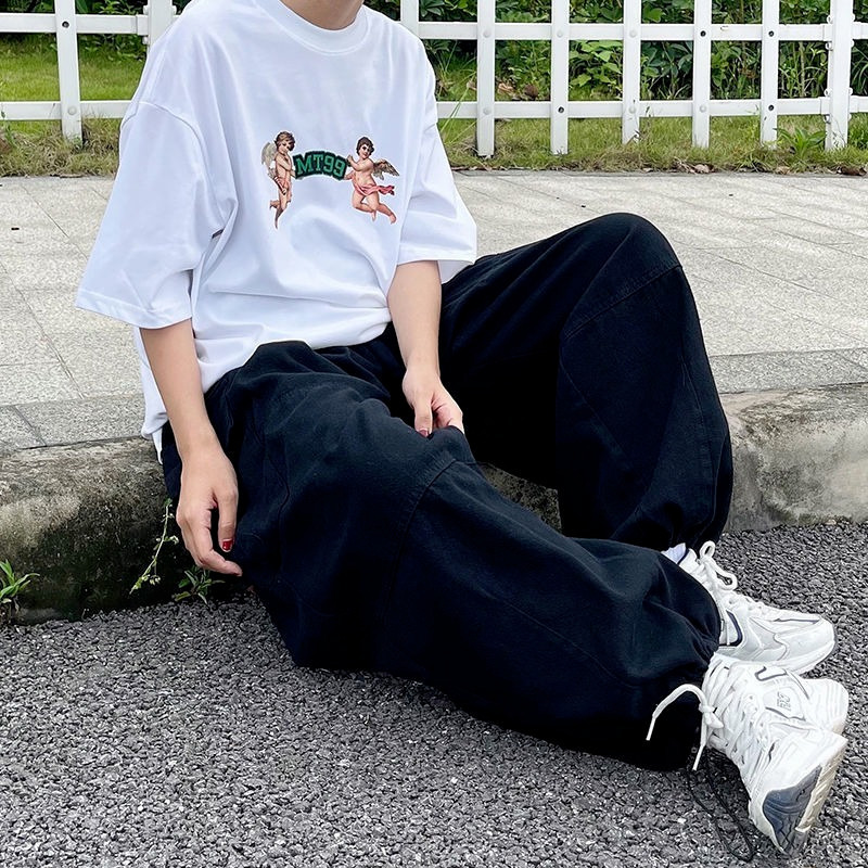 HOUZHOU Harajuku Streetwear Khaki Cargo Pant Oversize Pockets Hip Hop Black Wide Leg Trousers For Female Korean Fashion 220325