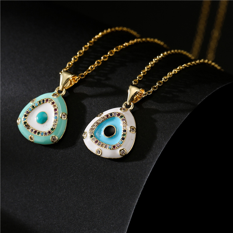 New Fashion Enameled Evil Eye Pendant Necklace Colorful Zirconia Jewelry