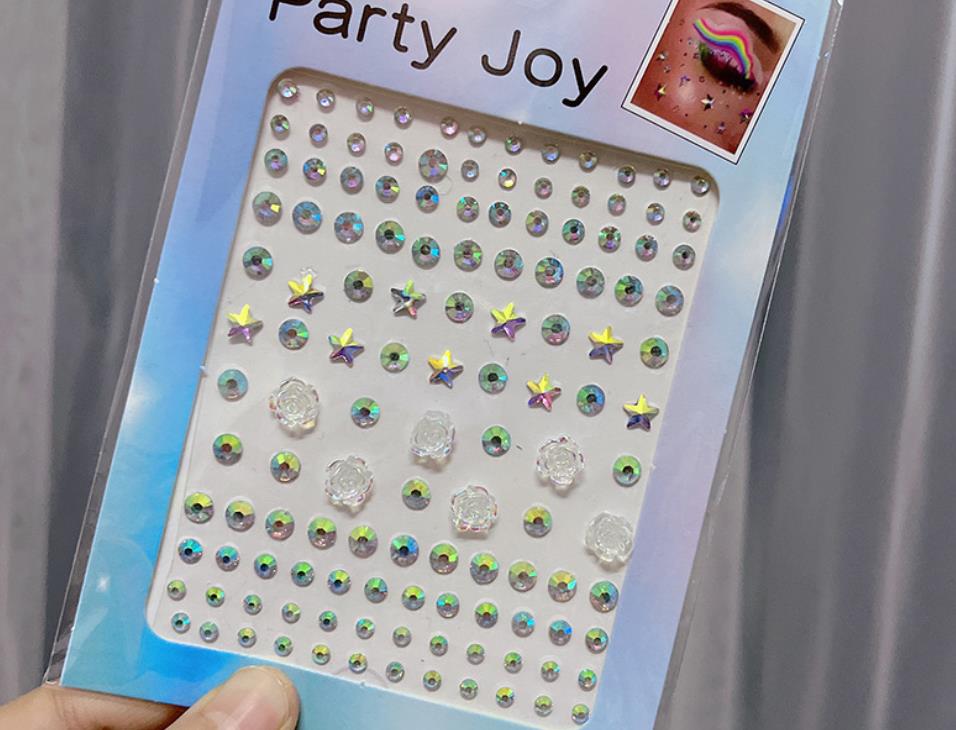 Self-Adhesive Rhinestone Stickers Jewelry Crystal Brads DIY Gems for Face Body Nail Crafts Carnival Party Makeup Perform Eye Shado
