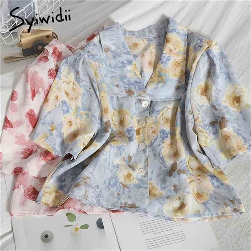Floral Print Button Up Blouses Womens Summer Turn-down Collar Puff Sleeve Office Lady Short Shirts Green Blue 210607, Pink
Floral Print Button Up Blouses Womens Summer Turn-down Collar Puff Sleeve Office Lady Short Shirts Green Blue 210607, Pink