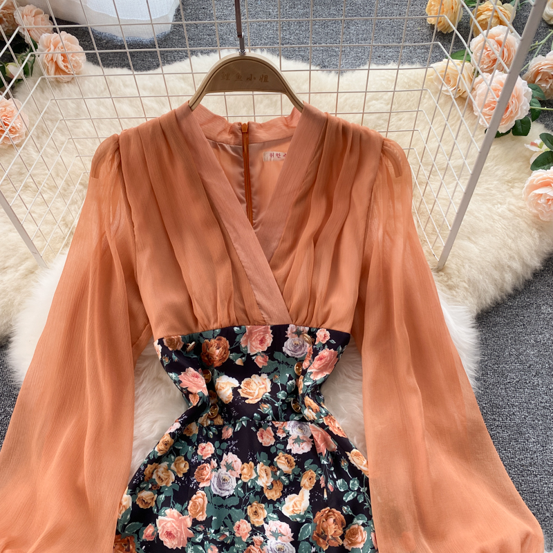 Square Collar Maxi Dress Women Solid Chiffon Puff Sleeve Dresses 2025 Korean Fashion Vintage Ruffle Temperament Slim Waist Vestidos Elegant Autumn
