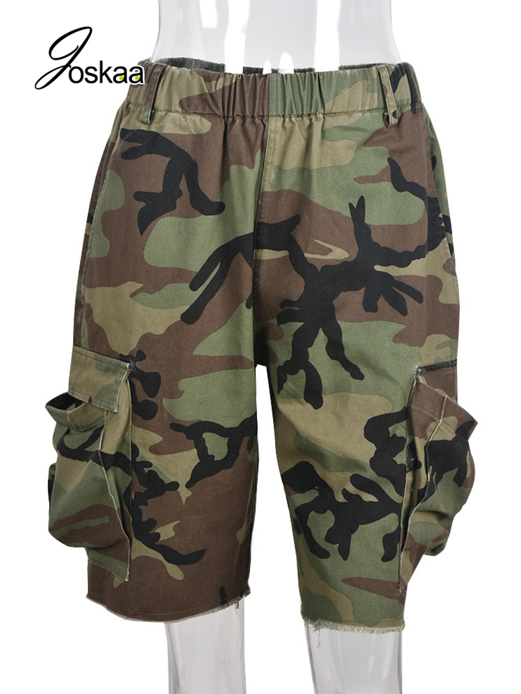 Joskaa Summer Casual High Waist Camouflage Pockets Sexy Woman Shorts For Women Short Jeans Pants Street Clothes 220527
