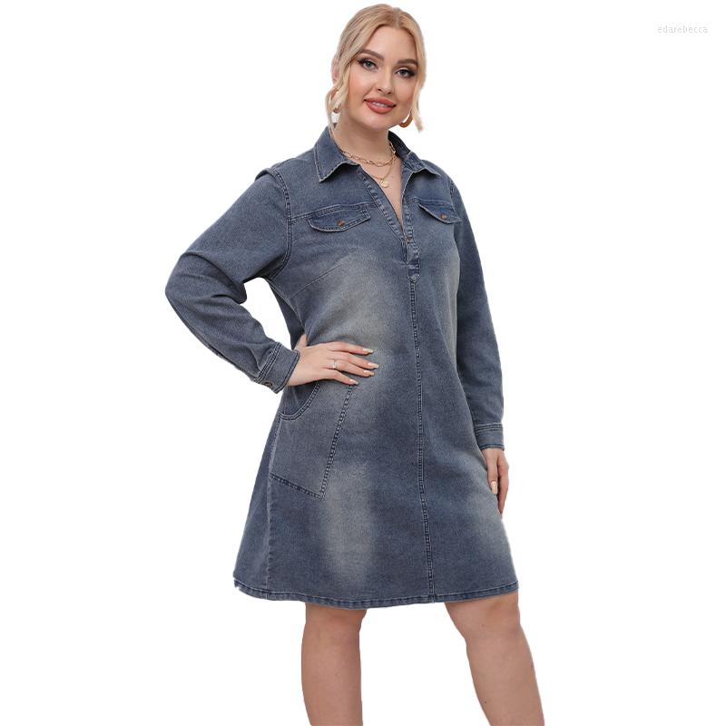 Plus Size Dresses Women Denim Dress Loose Long Solid Color Large Sleeve Casual For 4xl 5xl Edar22, Blue
Plus Size Dresses Women Denim Dress Loose Long Solid Color Large Sleeve Casual For 4xl 5xl Edar22, Blue