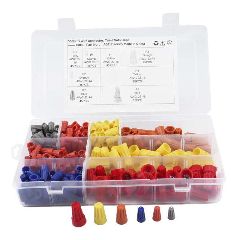 Repair Tools & Kits 300 PCS Wire Connector Twist On Electrical Nut Spring Cap Easy Twist-On Ribbed Assortment - Grey, Blue, Orange, Yellow,
Repair Tools & Kits 300 PCS Wire Connector Twist On Electrical Nut Spring Cap Easy Twist-On Ribbed Assortment - Grey, Blue, Orange, Yellow,