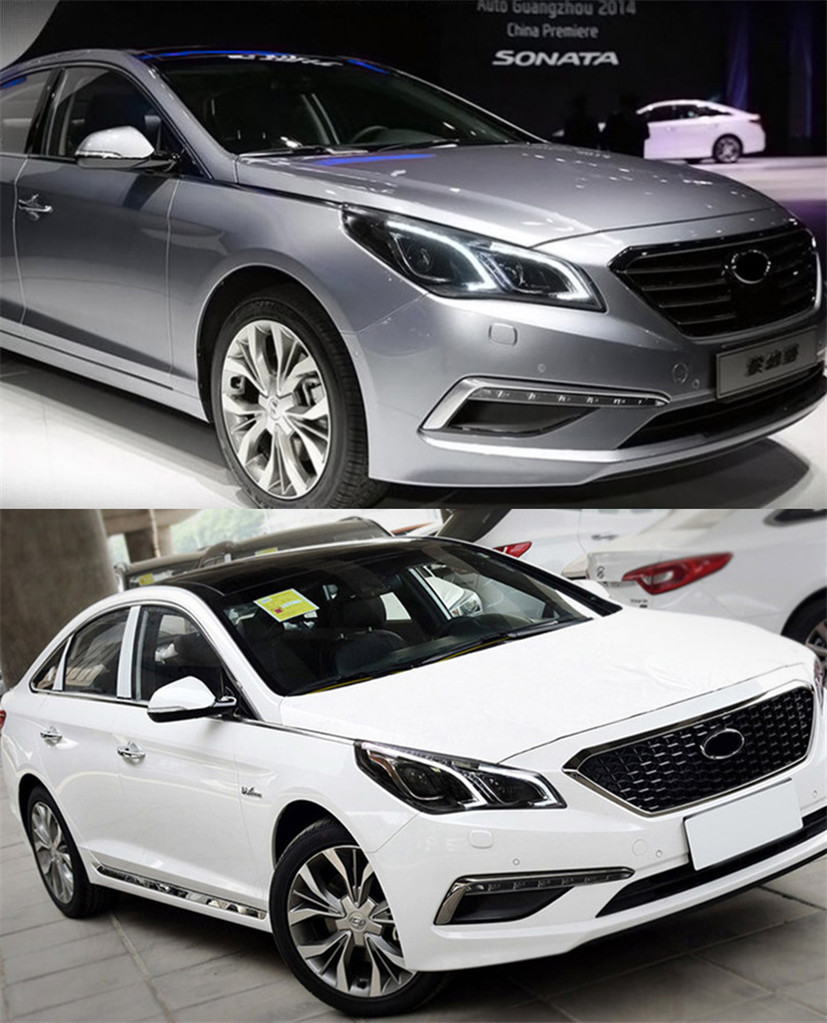 Auto Head Lights For Sonata 9 LED Headlight 20 15-17 Hyundai DRL Turn Signal High Beam Angel Eye LED Daytime Light