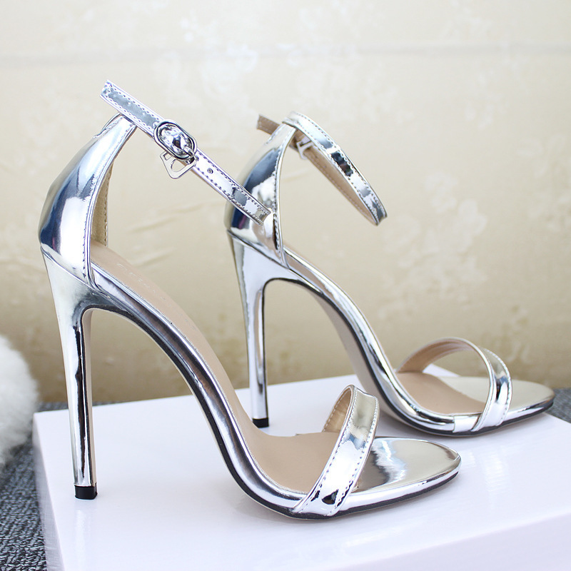 LTARTA women's High Heels Sandals With Buckle Gold Silver Wedding Shoes Large Size 43 female shoes ZL 220328