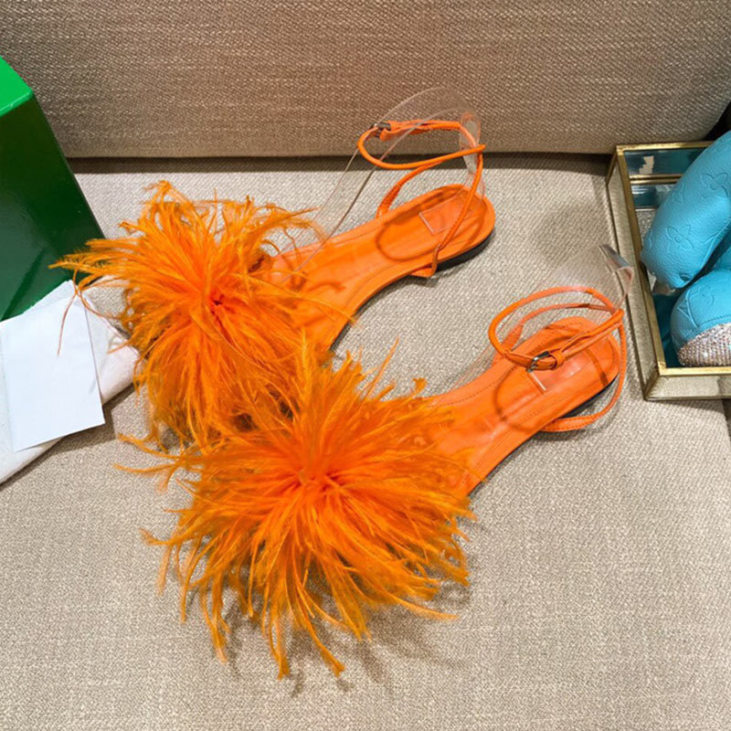 Ladies Flat Sandals Ostrich Feather Sexy Thin High Women's Heels Catwalk Model Fashion Show Modern Female Sandals Design Trend 220419, 6562-yw
Ladies Flat Sandals Ostrich Feather Sexy Thin High Women's Heels Catwalk Model Fashion Show Modern Female Sandals Design Trend 220419, 6562-yw