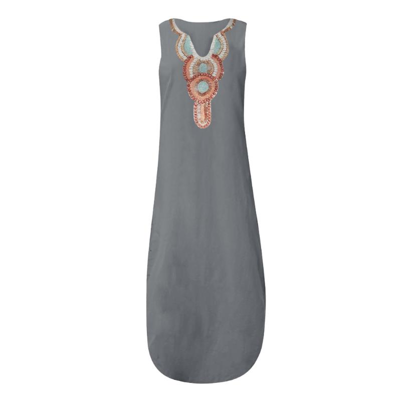 Casual Dresses Boho Women White Vintage Split Plus Summer Vacation Party Long Maxi Dress Sleeveless Sundress Kaftan