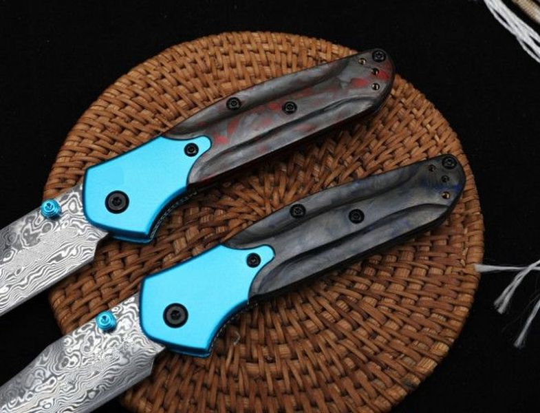 Butterfly BM945-221 Pocket Folding Knife Damascus Blade Aluminum Carbon Fiber Handle Tactical Hunting EDC Survival Tool Knives a4046