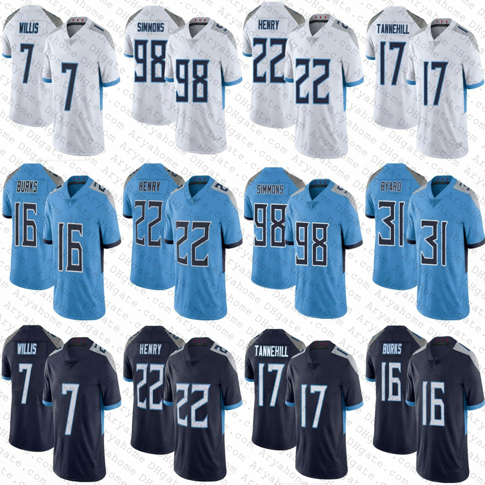 22 Derrick Henry 17 Ryan Tannehill 16 Treylon Burks Football Jerseys 7 Malik Willis Kevin Byard Tennessees Jeffery Simmons Titanes Robert Woods Caleb Farley Dupree, Shown(withlogo)
22 Derrick Henry 17 Ryan Tannehill 16 Treylon Burks Football Jerseys 7 Malik Willis Kevin Byard Tennessees Jeffery Simmons Titanes Robert Woods Caleb Farley Dupree, Shown(withlogo)