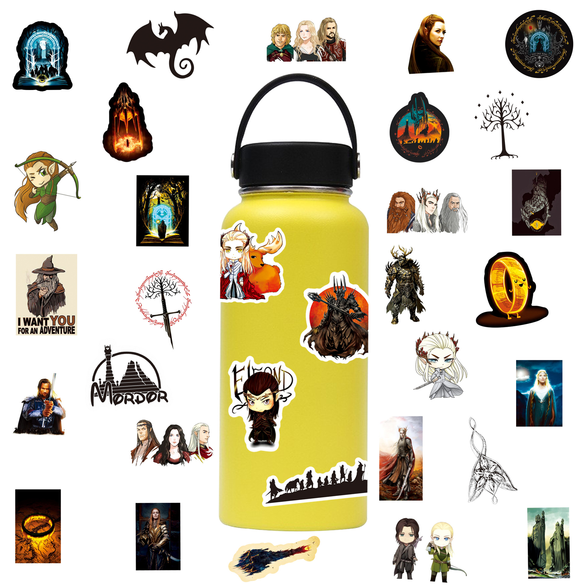 50PCS The Hobbit Movie Character Graffiti Stickers DIY Notebook Fridge Guitar Phone Cup Bike Waterproof Sticker Decal Toys