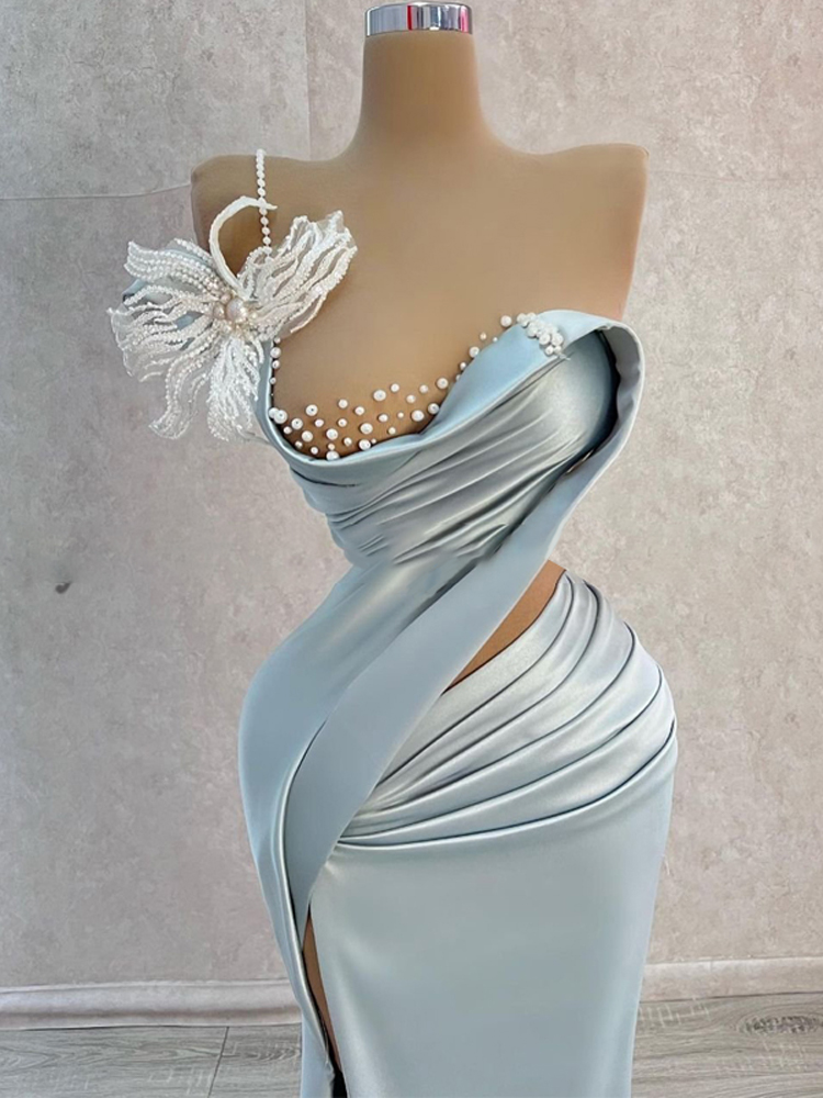 Evening Dresses Strapless Ball Gown Sexy Perspective 3D Printed Mermaid High Split Cocktail Dress Custom Made