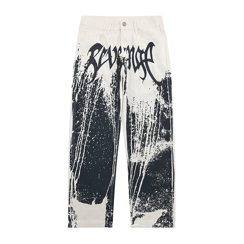 Jeans High Street Embroidery Painted Mens Oversize Wide Leg Straight Denim Flare Pants Retro Loose Casual Trousers, Fks white
Jeans High Street Embroidery Painted Mens Oversize Wide Leg Straight Denim Flare Pants Retro Loose Casual Trousers, Fks white