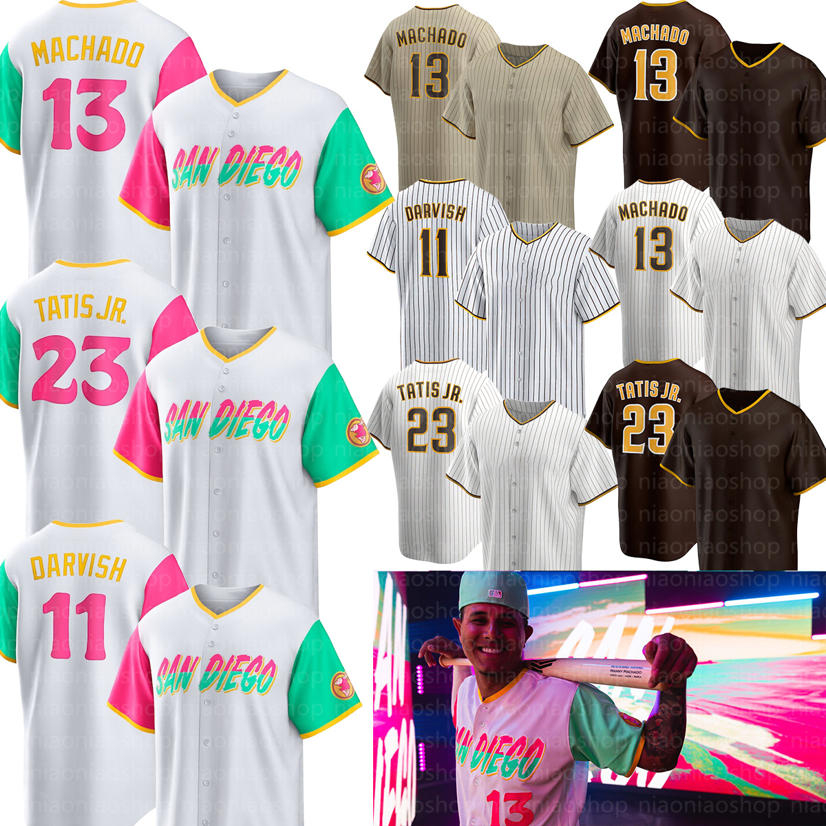 San Diego 23 Fernando Tatis Jr. Manny Machado Baseball Jersey Yu Darvish Tony Gwynn City Connect Ha-Seong Kim Eric Hosmer Joe Musgrove Jorge Alfaro Men Women Kid T-shirt, Women jersey
San Diego 23 Fernando Tatis Jr. Manny Machado Baseball Jersey Yu Darvish Tony Gwynn City Connect Ha-Seong Kim Eric Hosmer Joe Musgrove Jorge Alfaro Men Women Kid T-shirt, Women jersey