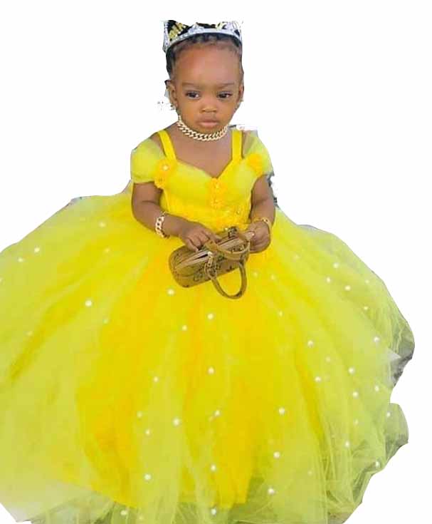 Cute Yellow Flower Girl Dresses With Flowers Off Shoulder Pearls Birthday Little Girls Wedding Dress Communion Pageant Gowns Tulle Floor Length 403 ZD