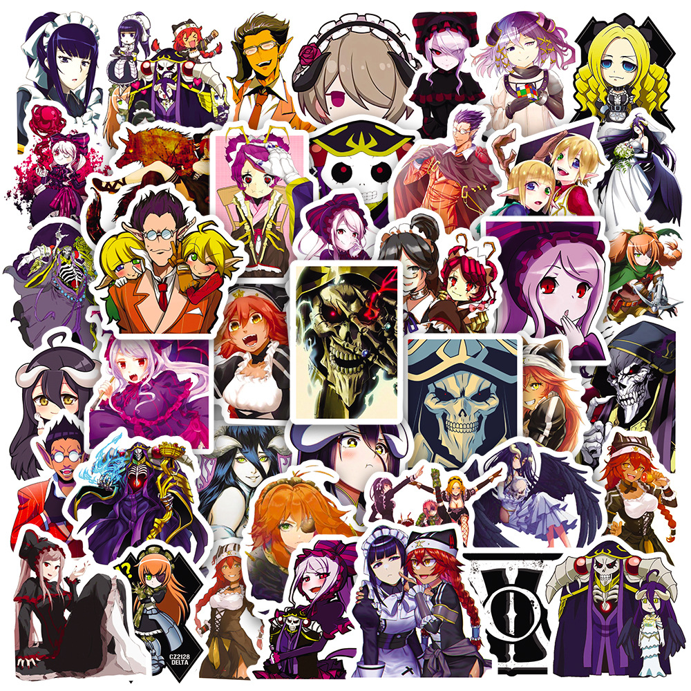 50Pcs Anime Overlord Stickers Momonga Albedo Sticker For Laptop Waterproof Graffiti Skateboard Sticker DIY Toy Decals Motorcycle