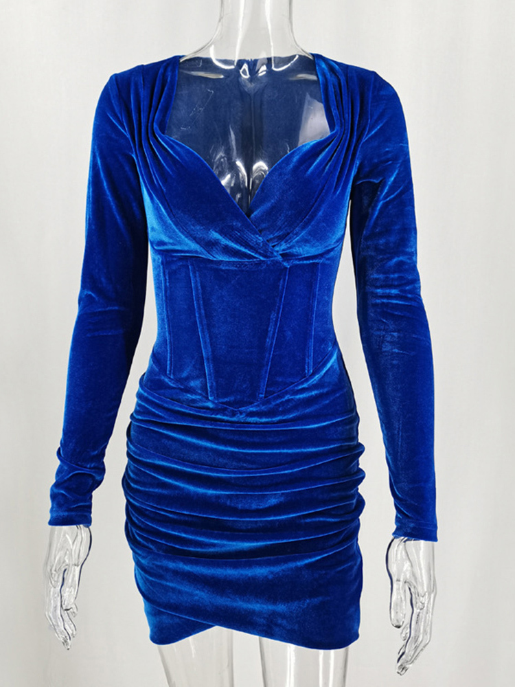 Sexy Bodycon Dresses For Women Clothes Sexy Club Outfits For Women Clubwear Velvet Dress Blue Slip Dress Arrival Spring 220406