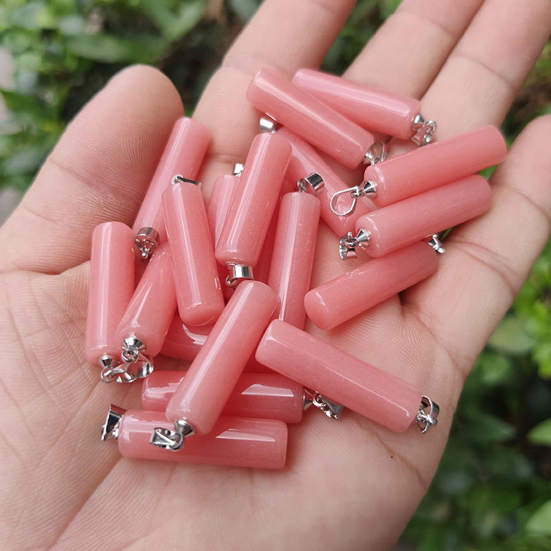 Luminous Stone charms Fluorescent Cylinder Chakra Healing Pendant Glow in Dark for necklace Jewelry accessories