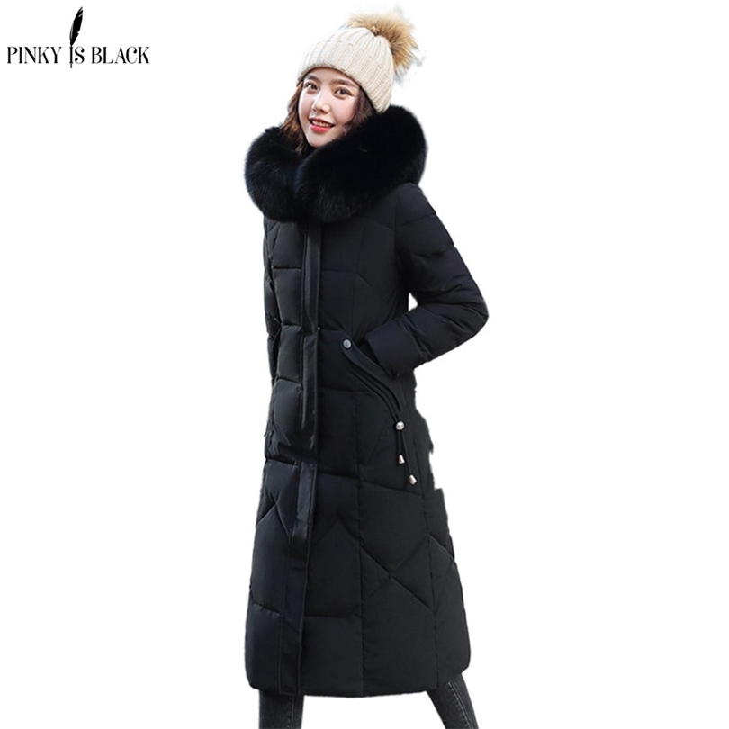PinkyIsBlack New Winter Coat Women's Jacket Casual Long Parka Fur Hooded Winter Jacket Women Down Cotton Padded Jacket Coat 201019
