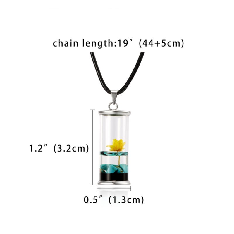 Women Transparent Glass Bottle Pendant Necklace Handmade Dried Flower Necklace Permanent Preservation Jewelry