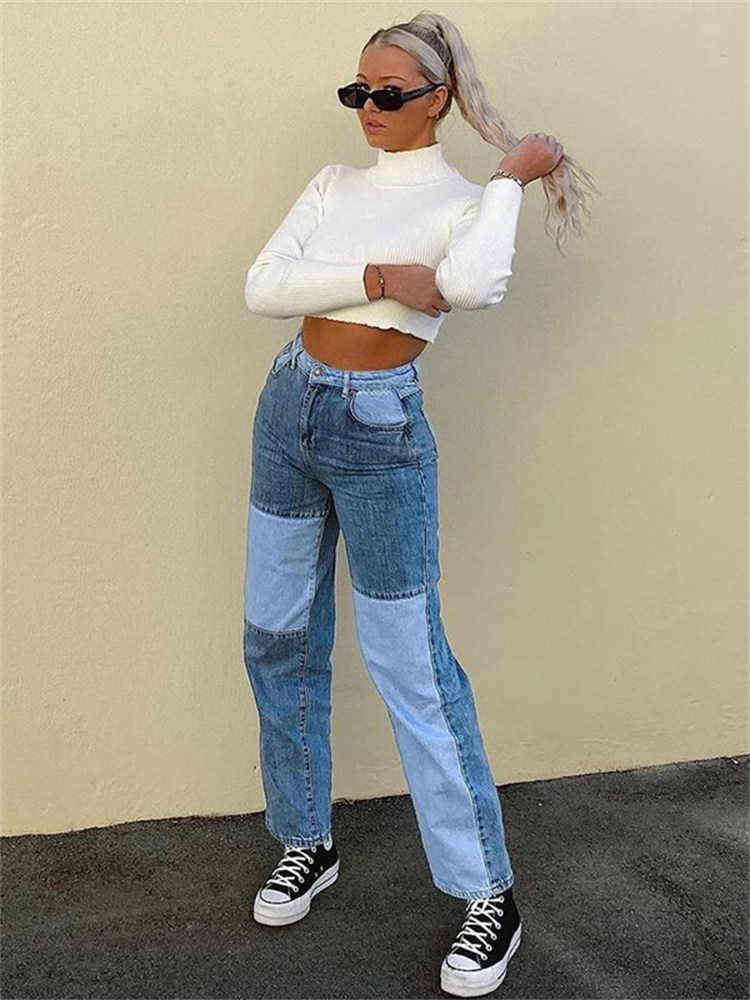 Streetwear Straight Jeans Women Fashion Patchwork Harajuku Pants Casual High Waisted Full-length Denim Jeans JD2255 T220728, Blue
Streetwear Straight Jeans Women Fashion Patchwork Harajuku Pants Casual High Waisted Full-length Denim Jeans JD2255 T220728, Blue