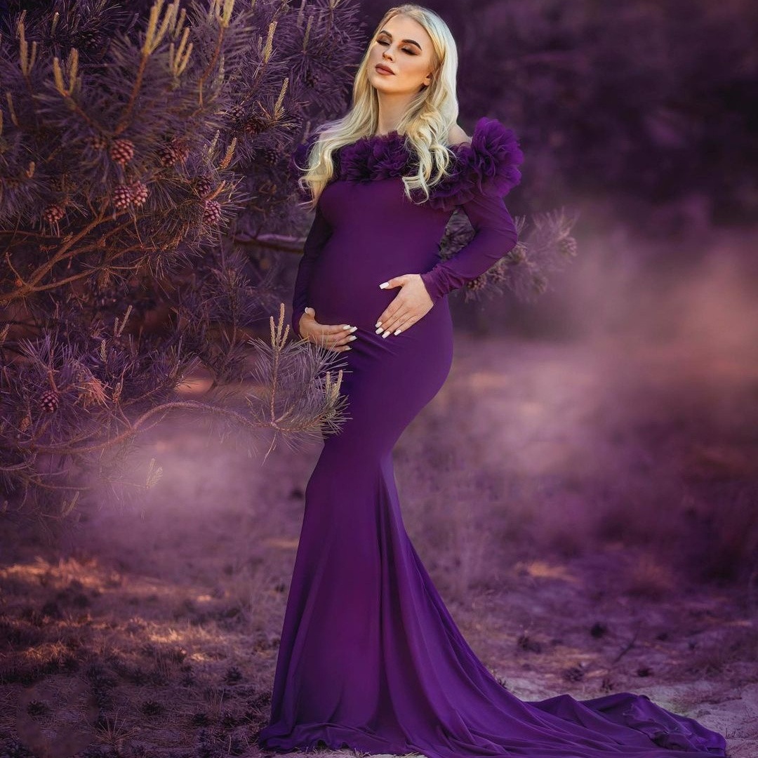 Romantic Purple Prom Dresses for Women Ruffled Long Sleeve Mermaid Evening Gowns Photoshooting Maternity Robes, Royal blue
Romantic Purple Prom Dresses for Women Ruffled Long Sleeve Mermaid Evening Gowns Photoshooting Maternity Robes, Royal blue