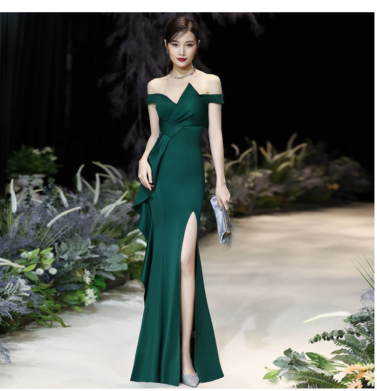 Beautiful new candy color evening dresses gree prom mermaid vestidos de fiesta de noche women dress elegant