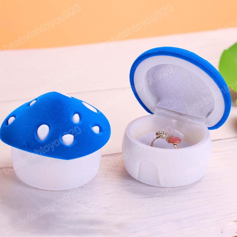 Lovely Mushroom Gift Box Holder Velvet Wedding Engagement Ring Box Jewelry Box For Earrings Necklaces Display
