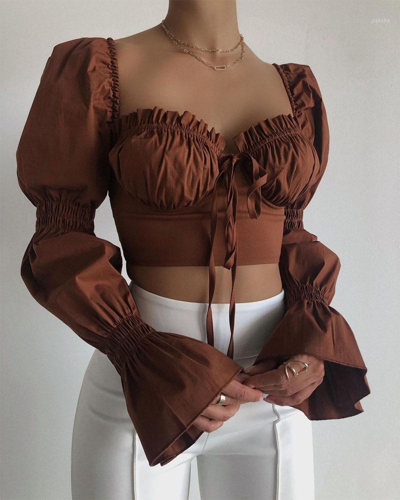 Women' Blouses & Shirts Autumn Tops For Women 2022 Fashion Clothes Frill Hem Tie Front Bell Sleeve Crop Top Casual Shirt
Women' Blouses & Shirts Autumn Tops For Women 2022 Fashion Clothes Frill Hem Tie Front Bell Sleeve Crop Top Casual Shirt