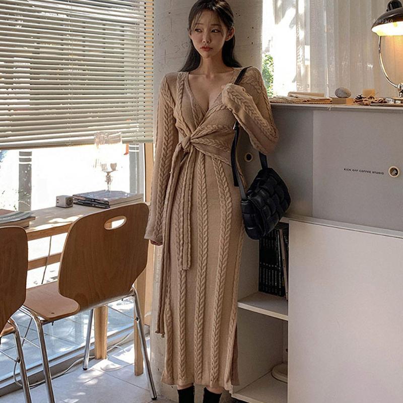 Fashion Women Autumn Winter Sweater Dress Sexy V-Neck Slim Bodycon Female Full Sleeve Knitted Vestidos Sashes DS222 Casual Dresses, As picture
Fashion Women Autumn Winter Sweater Dress Sexy V-Neck Slim Bodycon Female Full Sleeve Knitted Vestidos Sashes DS222 Casual Dresses, As picture