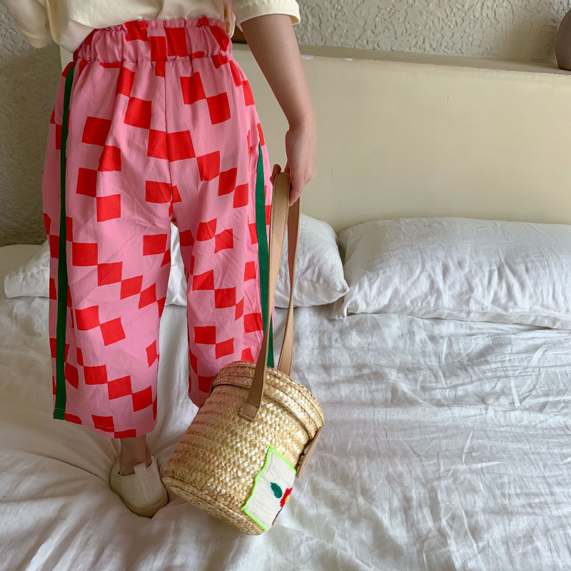 MILANCEL Summer Kids Clothes Cotton Casual Boys Pants Korean Girls Pants Loose Trousers Pants for Brothers and Sisters 220512