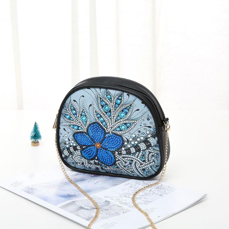 Evening Bags Women Diamond Painting Zipper Handbag PU Leather Chain Purse Embroidery Cross Stitch Cosmetic Storage Bag Crossbody