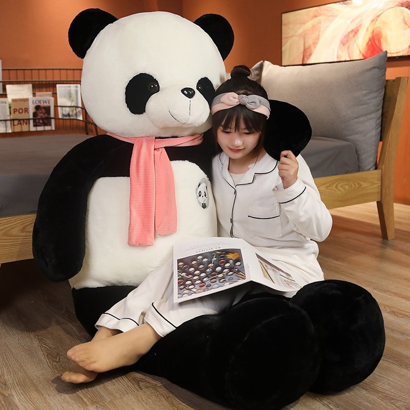 95cm Cute Baby Big Giant Scarf Panda Bear Plush Stuffed Animal Doll Animals Toy Pillow Cartoon Kawaii Dolls Girls Lover Gifts 220409