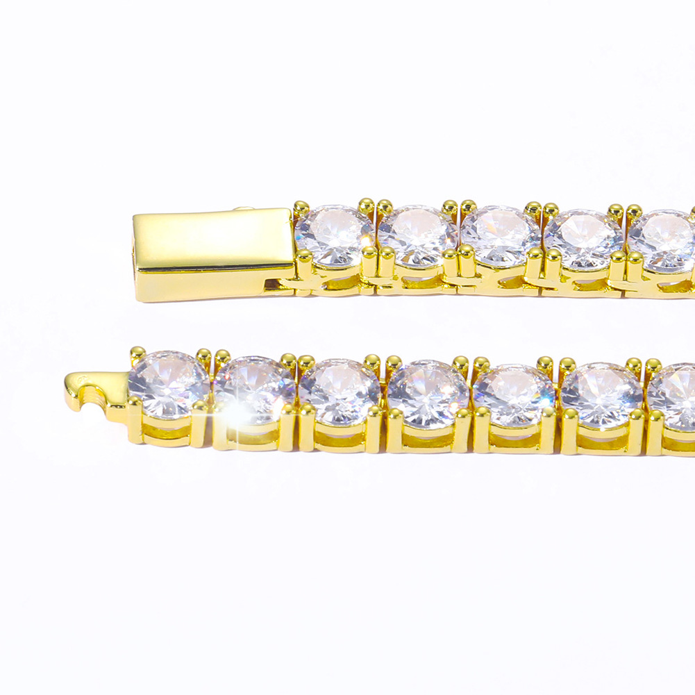 Hip Hop Tennis Chains Jewelry TopBling 5A Zircon Diamond Necklaces Spring Clasp 18k Real Gold Plated 3mm 4mm 5mm