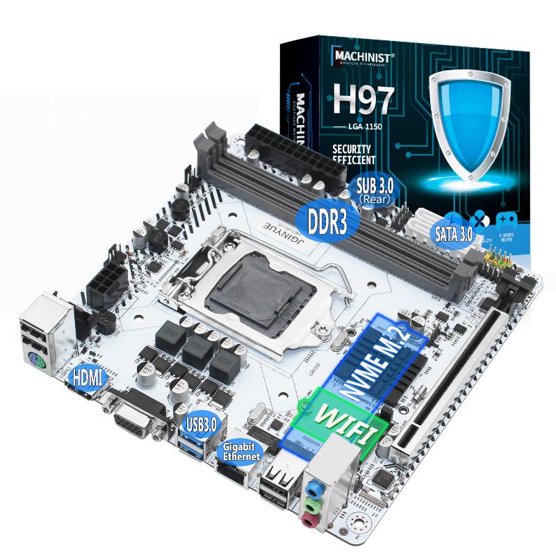Motherboards H97 Motherboard LGA 1150 Support Intel Pentium/Core/Xeon Processor DDR3 16GB RAM M.2 NVMe WIFI Slot SATA3.0 USB3.0 H97I-PLUS
Motherboards H97 Motherboard LGA 1150 Support Intel Pentium/Core/Xeon Processor DDR3 16GB RAM M.2 NVMe WIFI Slot SATA3.0 USB3.0 H97I-PLUS